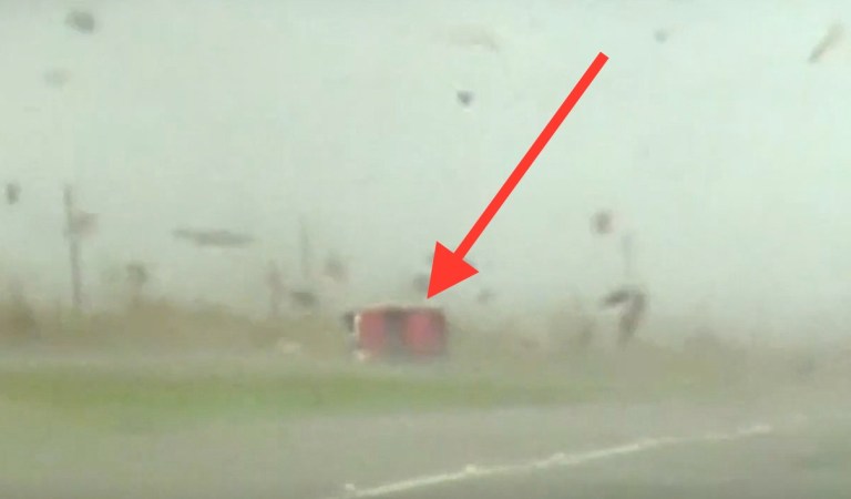 EF2 Elgin Texas tornado flips truck captured in storm chaser video